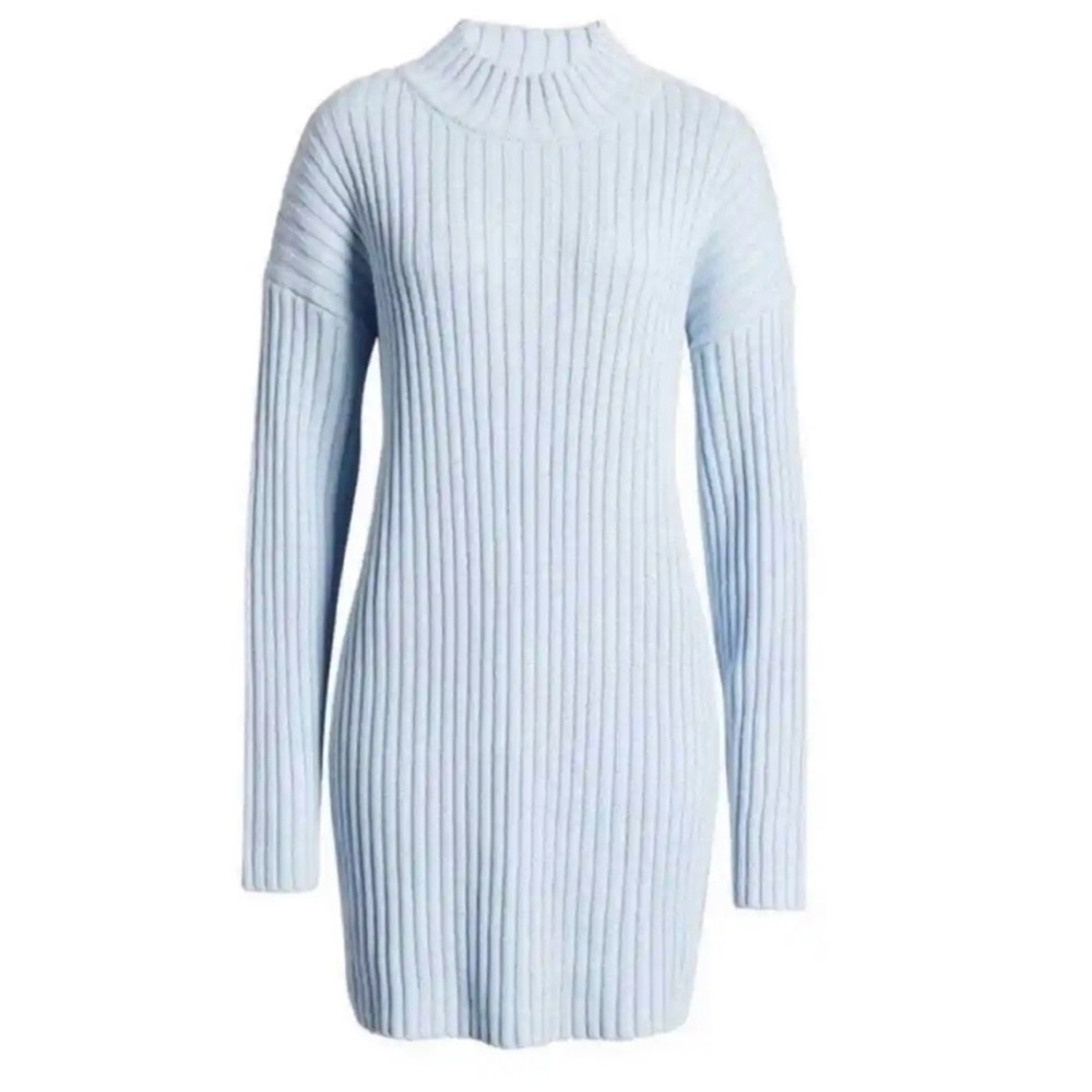 BP MOCK NECK LONG SLEEVE BLEND COTTON RIBBED SWEATER DRESS LARGE BP457808MI NEW